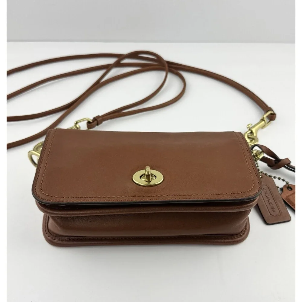 Coach 19914 Penny Brown Leather Crossbody Shoulder Bag Purse Turnlock EUC